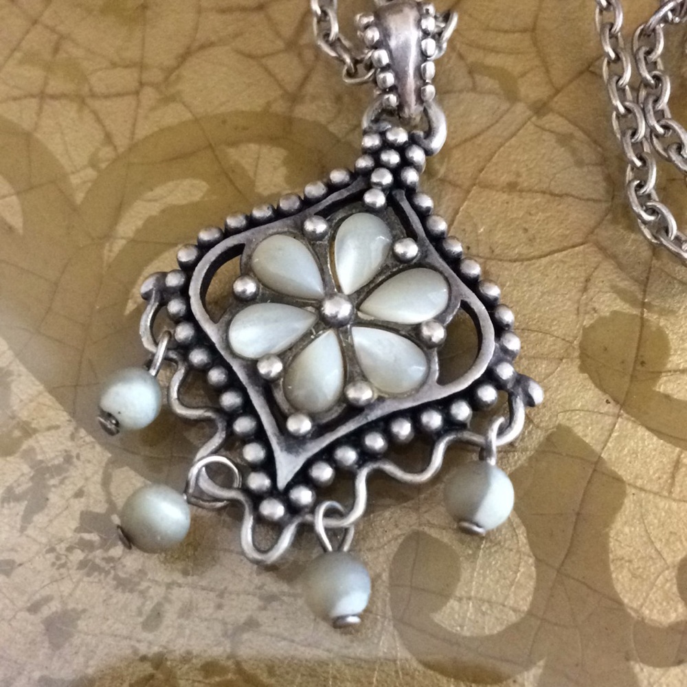 Unique Boho silver pendant necklace